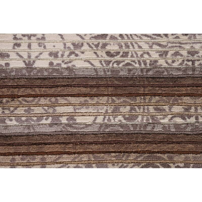 Modern Indian Accent Rug Handmade Abstract Wool Carpet - 2'8"x 5'0"