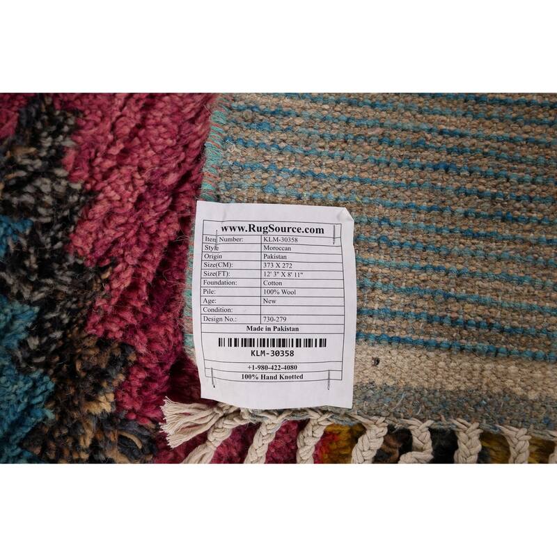 All-Over Trellis Moroccan Oriental Area Rug Handmade Wool Carpet - 8'11" x 12'3"