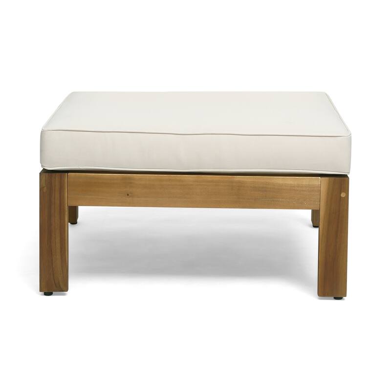 3 Piece Outdoor L-Shape Sofa Set, All-Weather Acacia Wood Conversation Furniture Set with Ottoman and Coffee Table