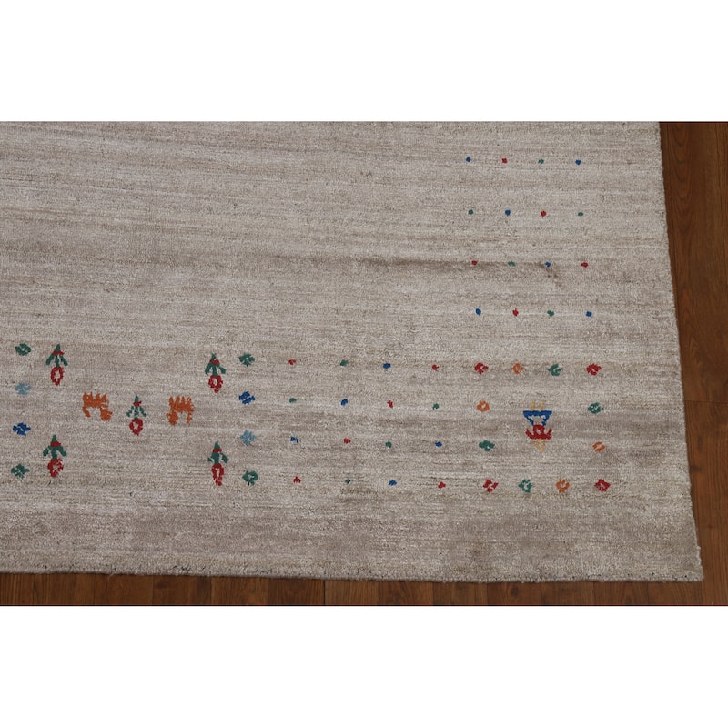 Hand Knotted Oriental 100% Wool Carpet Tribal Tribal Greys & Charcoal Gabbeh Area Rug - 9' 11'' X 8' 0''