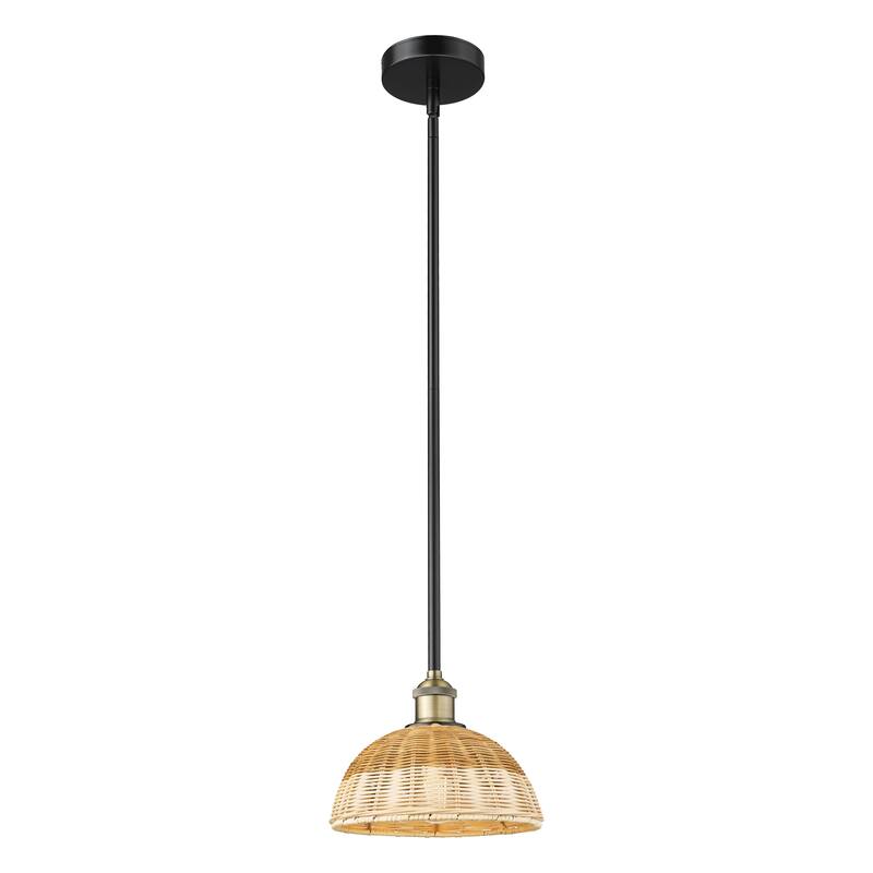Innovations Lighting Endless Possibilities Edison - Bristol Natural II - 1 Light 9" Stem Hung Mini Pendant - Black Antique Brass/Natural