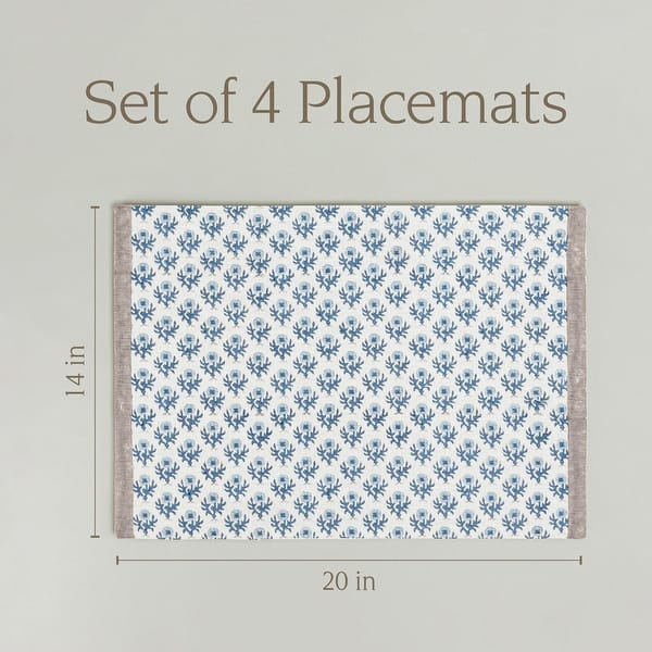 dimension image slide 4 of 9, over&back Hand-Blocked 100% Cotton Placemats - Machine Washable - Set of 4