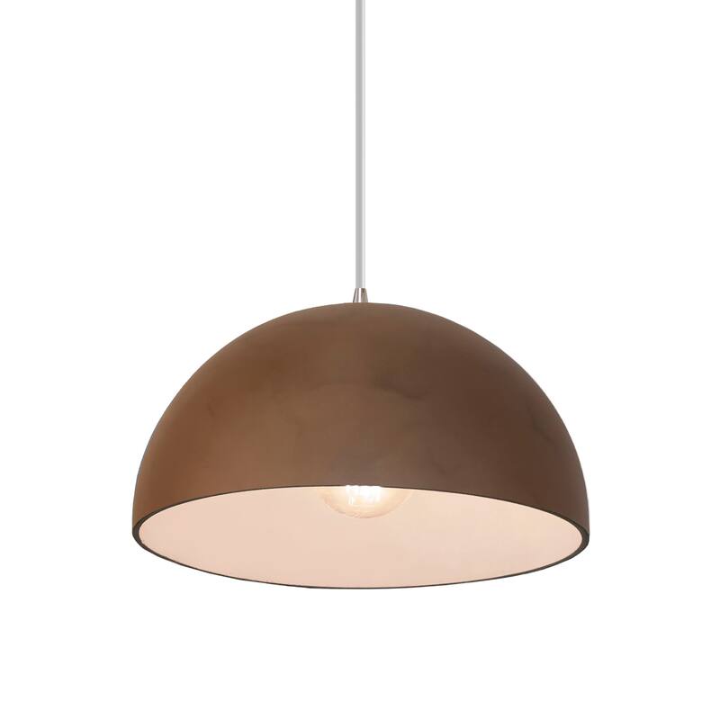 Justice Design Group Dome 1-Light Pendant - Terra Cotta/Brushed Nickel/White Cord