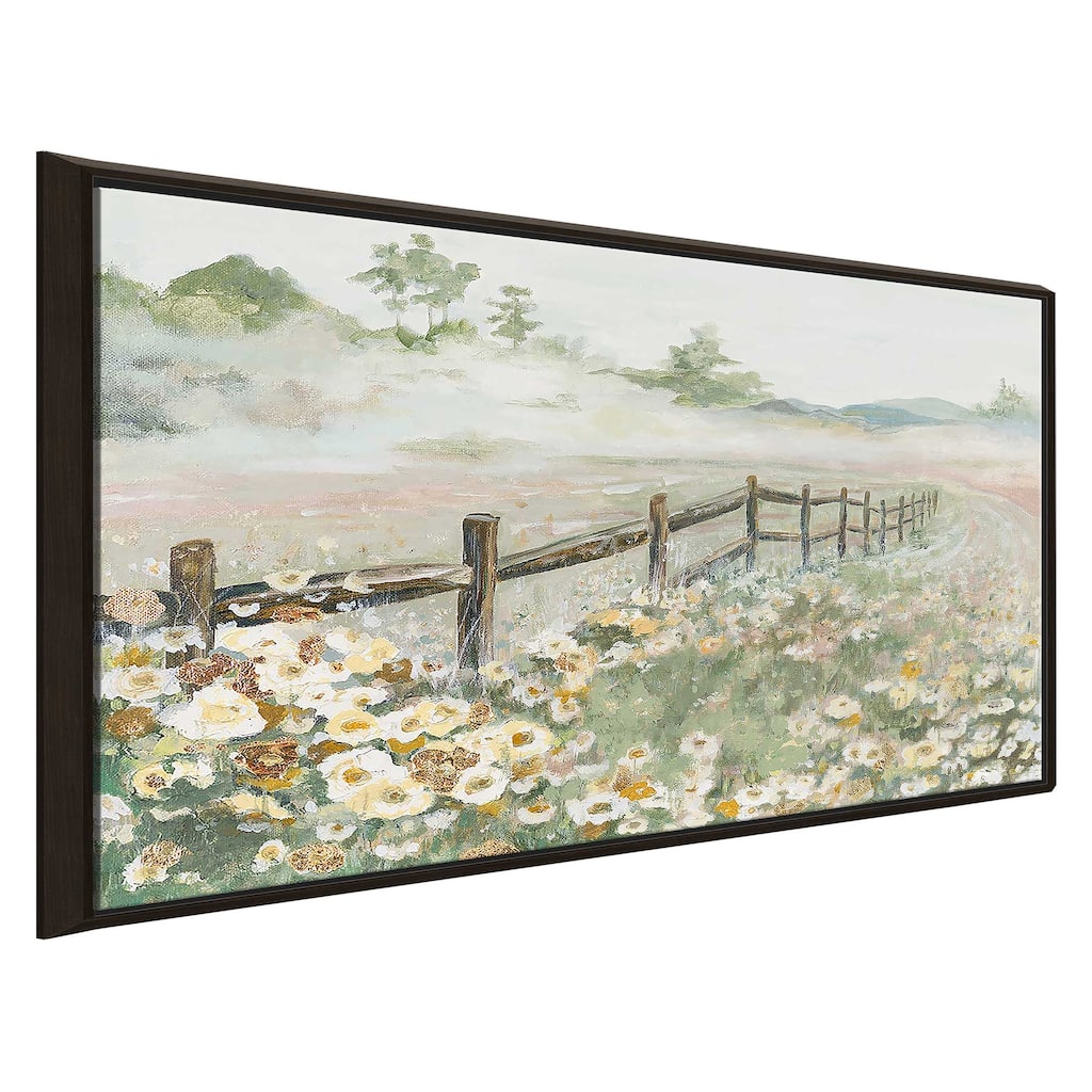 "Fence with Flowers" Print on Floating Canvas