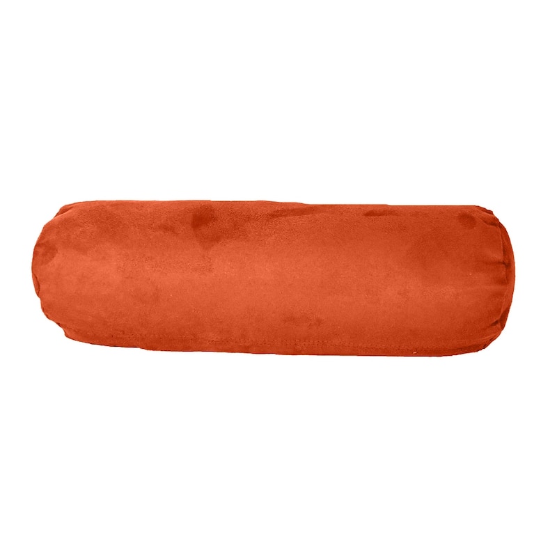 HomeRoots 8" X 20" Burnt Orange Bolster Microsuede Bolster Throw Pillow