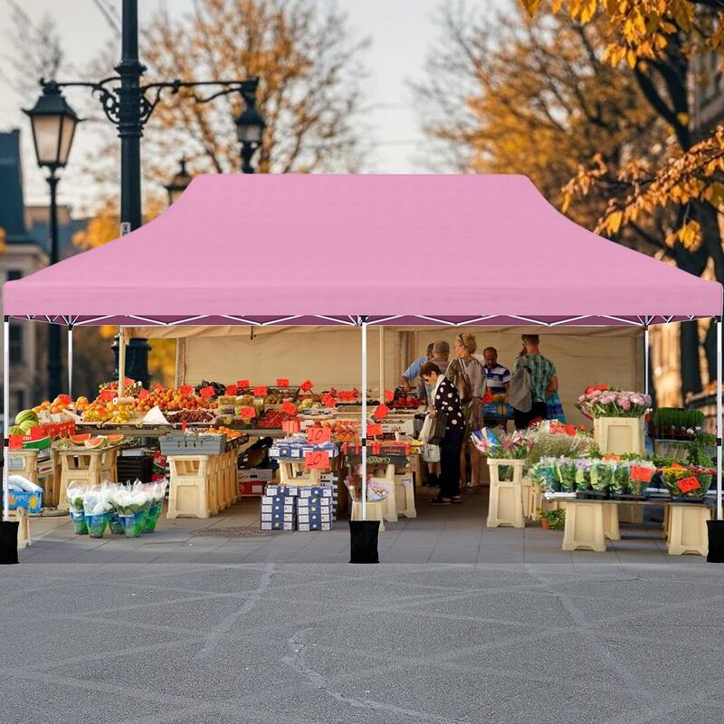 Pop Up Canopy Tent with 6 Sidewalls and Windows for Outdoor Events - 240” x 120” x 116.4”-124.8”