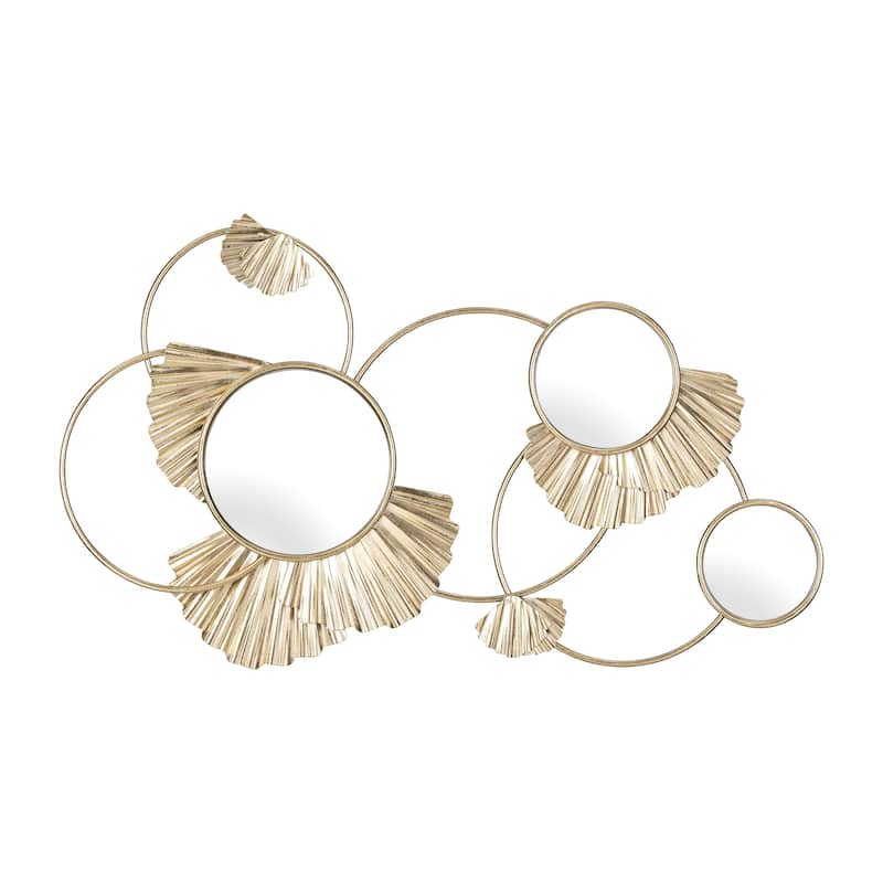 Sagebrook Home Modern Glam Fan Loops Mirrored Wall Decor in Gold Iron and Glass