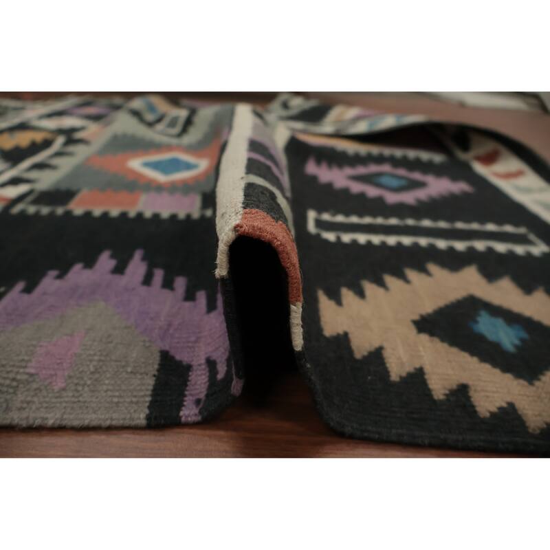 Hand Woven Oriental 100% Wool Carpet Southwestern Tribal Multi-Colored Kilim Area Rug - 8' 0'' X 4' 10''