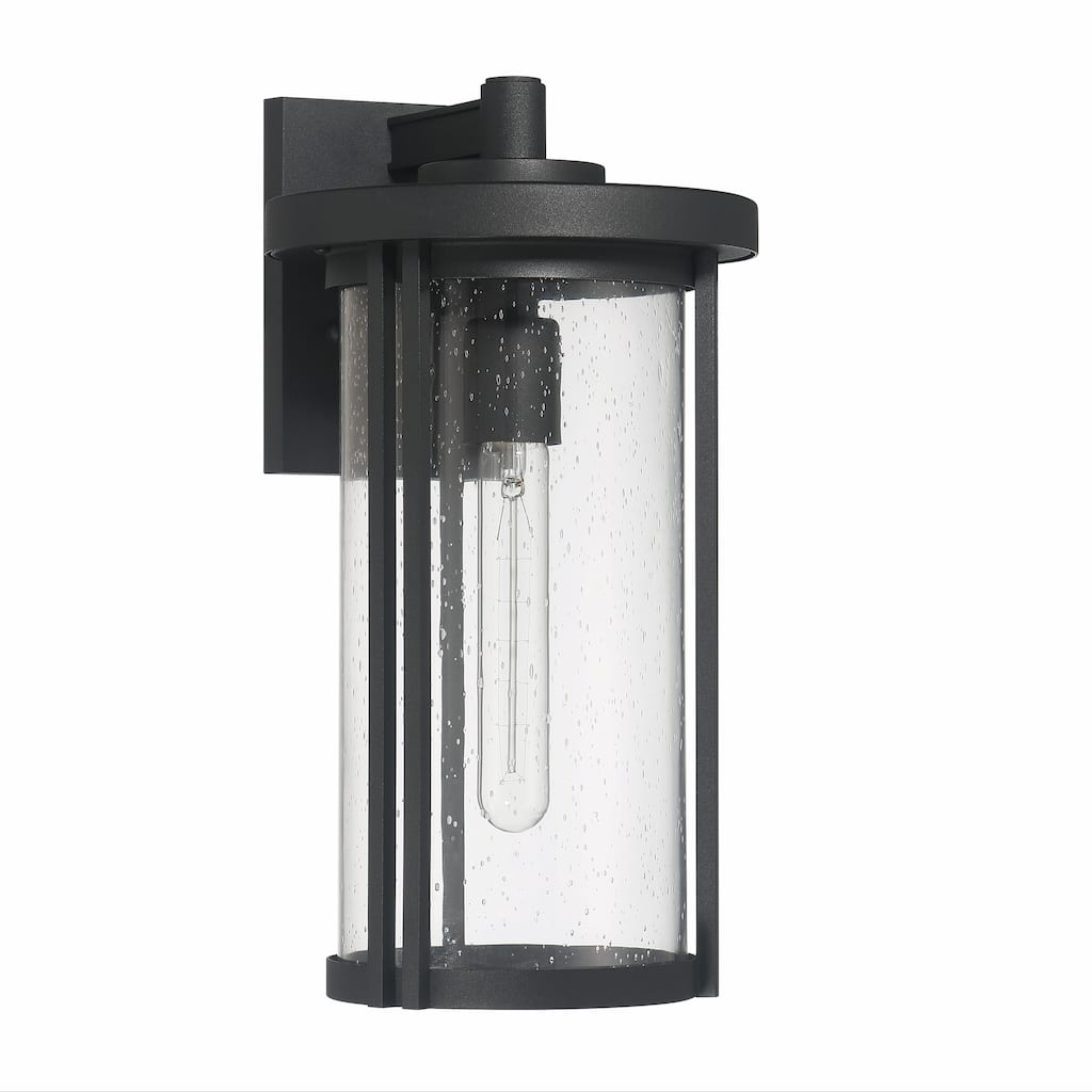Maude Metal and Glass Wall Mounted Outdoor Wall Light - 8.8"L x 8.0"W x 14.8"H