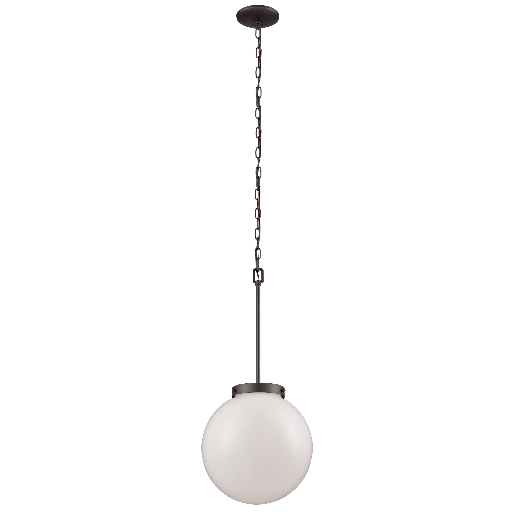 1-Light Hanging Mini Ceiling Pendant Light with Glass Globe Shade - 13" - Oil Rubbed Bronze