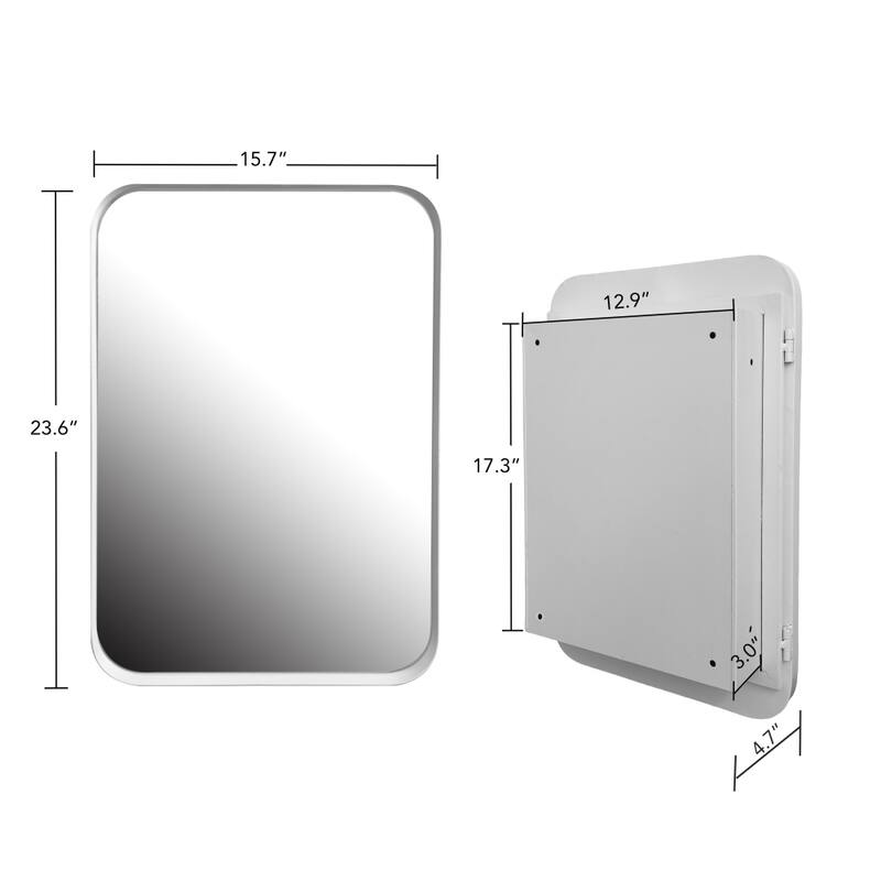 16 in. x 24 in. Recessed Black Metal Framed Medicine Cabinet with Mirror and Adjustable Shelves for Bathroom