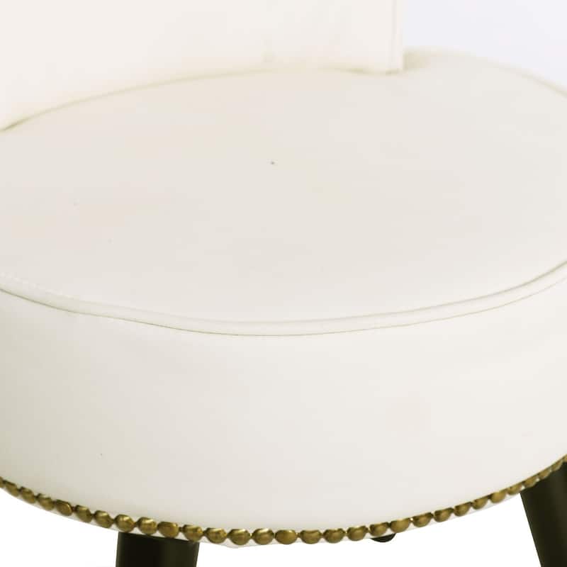 VEIKOUS Makeup Vanity Stool Chair with Low Back and Wood Legs-17.3" x 15.7" x 25.1"
