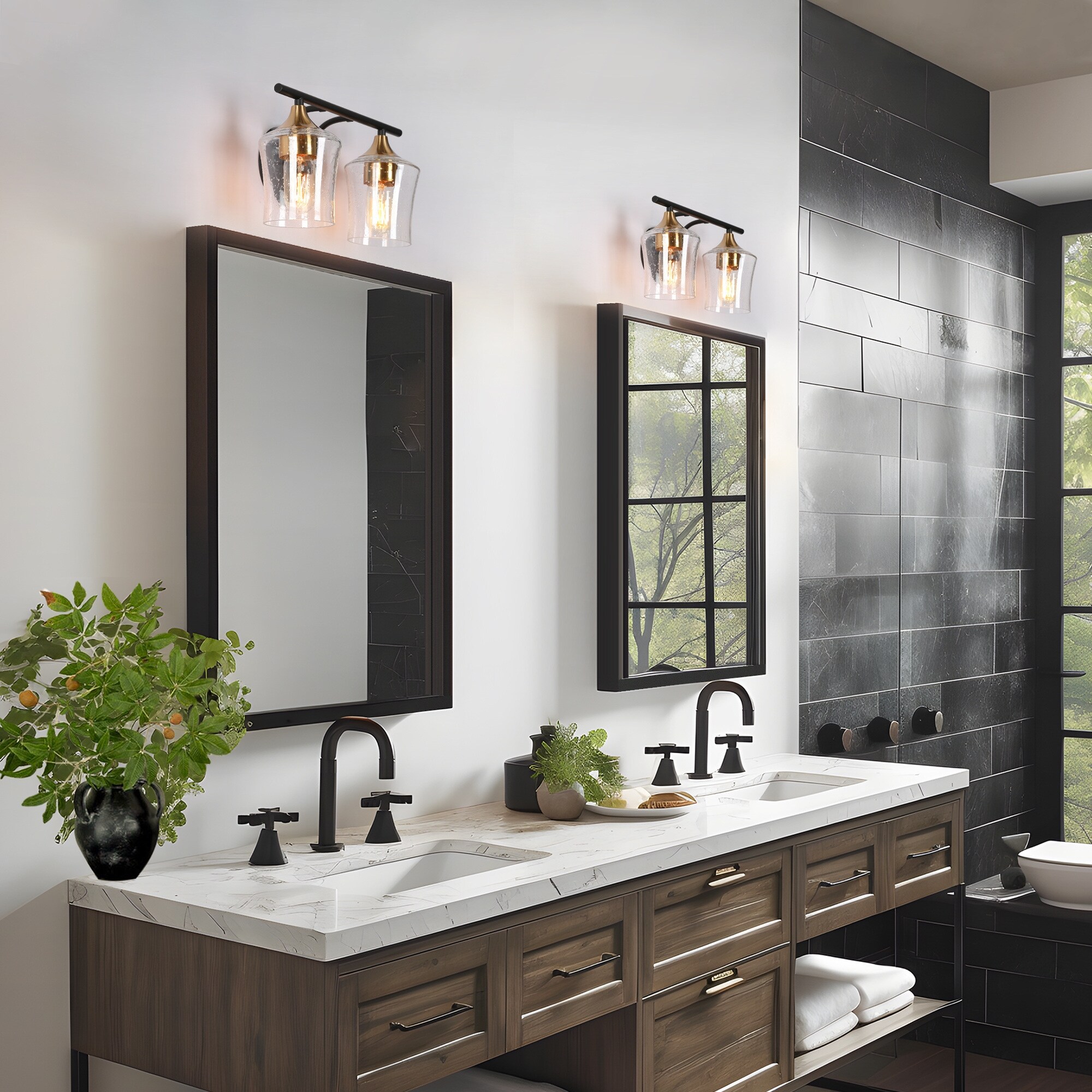 2/3/4-Light Bathroom Black Vanity Lights Modern Wall Sconce