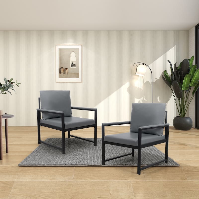 Gray Modern 29.13" Arm Chair with Non-slip Adsorption Feet and Sturdy Metal Frame