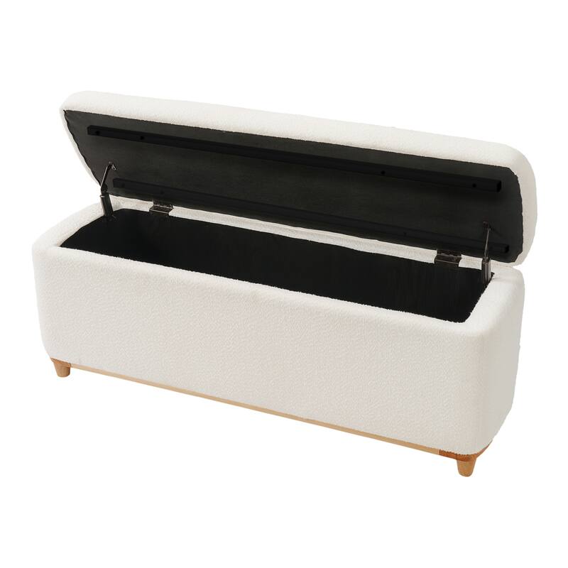 Christopher Knight Home - Modern Aero Upholstered Storage Ottoman Bench with Solid Wood Legs and Lift-Top Storage