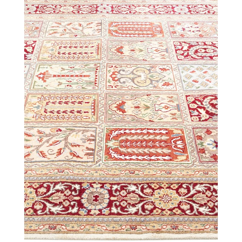 Overton Hand Knotted Wool Vintage Inspired Traditional Mogul Ivory Area Rug - 8' 3" X 5' 2"