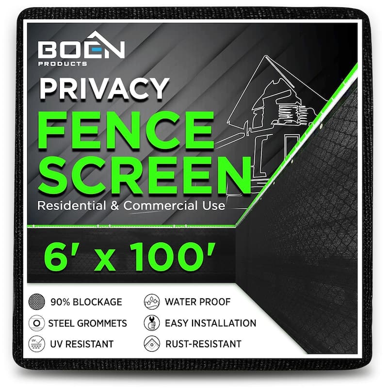 Boen Privacy Netting Black 6' x 100', w/ Reinforced Grommets