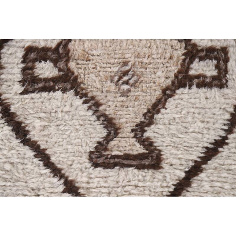 Natural Dye Beige Anatolian Turkish Runner Rug Handmade Wool Carpet - 3'6"x 10'11"