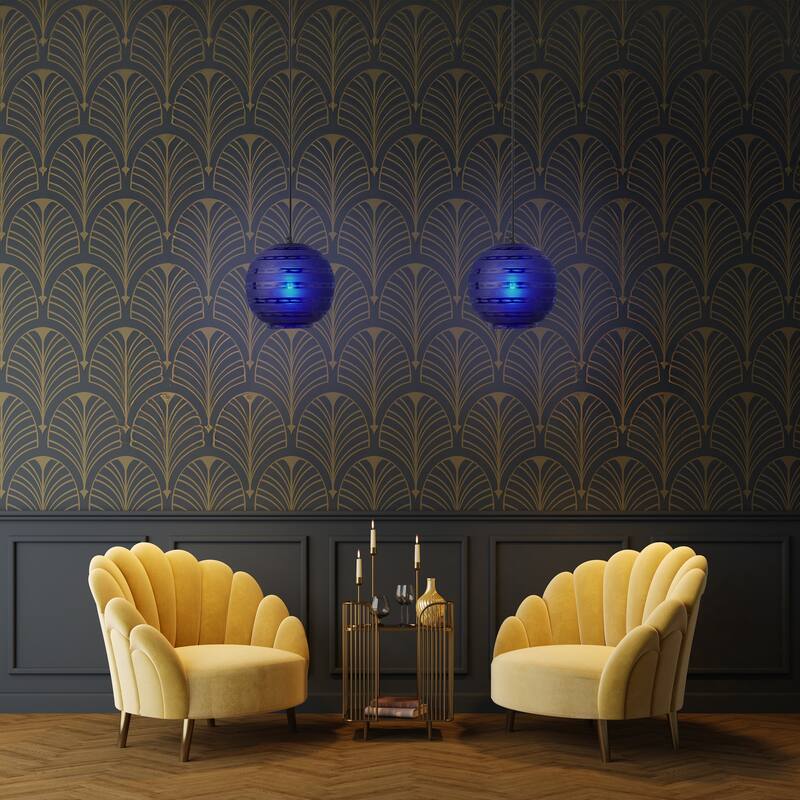 Hayley River of Goods Black Metal and Blue Blown Glass 9.5-Inch Pendant Light with Adjustable Hanging Cord - 9.5" x 9.5" x 64"