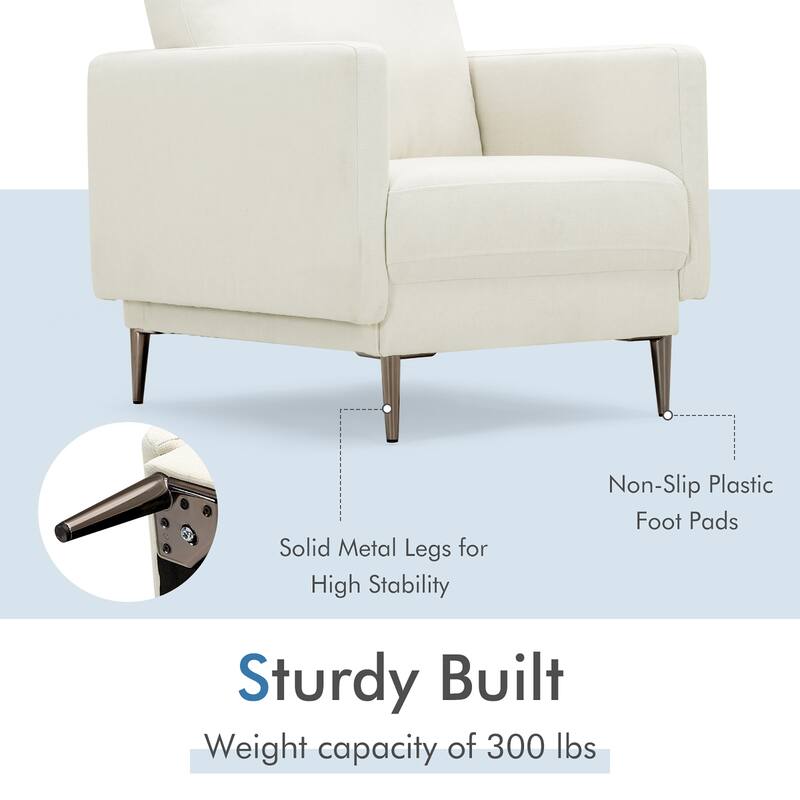 Costway Modern Upholstered Accent Chair Single Sofa Armchair Living