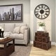 preview thumbnail 7 of 18, Brown Faux Leather Nesting Upholstered Decorative Trunk with Vintage Accents and Studs (Set of 3)