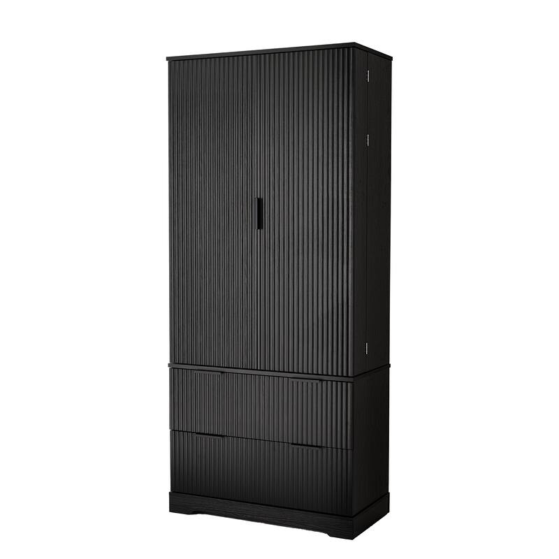 72" Tall Kitchen Pantry Cabinet with 2 Large Drawers & Spice Rack, Kitchen Cupboard with Adjustable Shelves