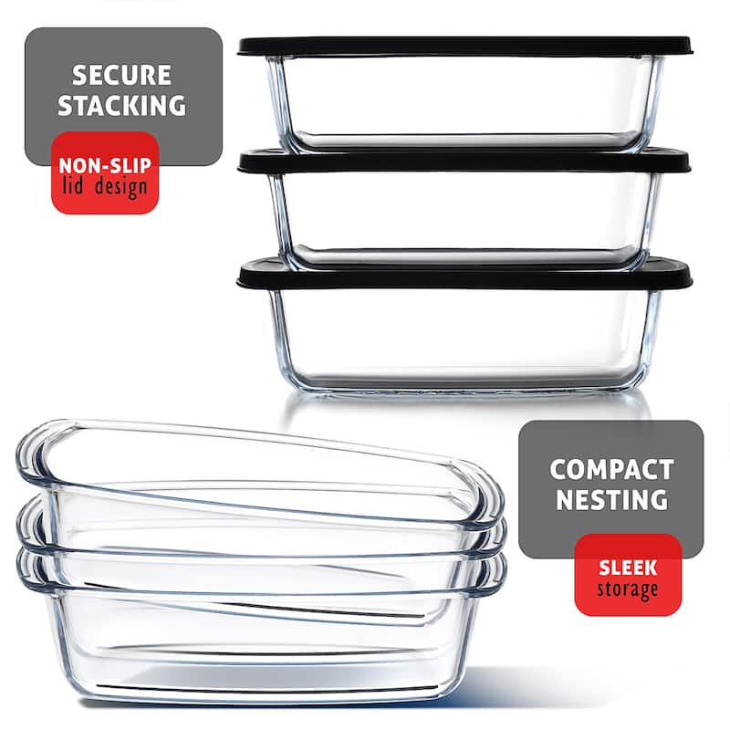 Eatex 1.9 Quart Glass Bread Pans with Lids