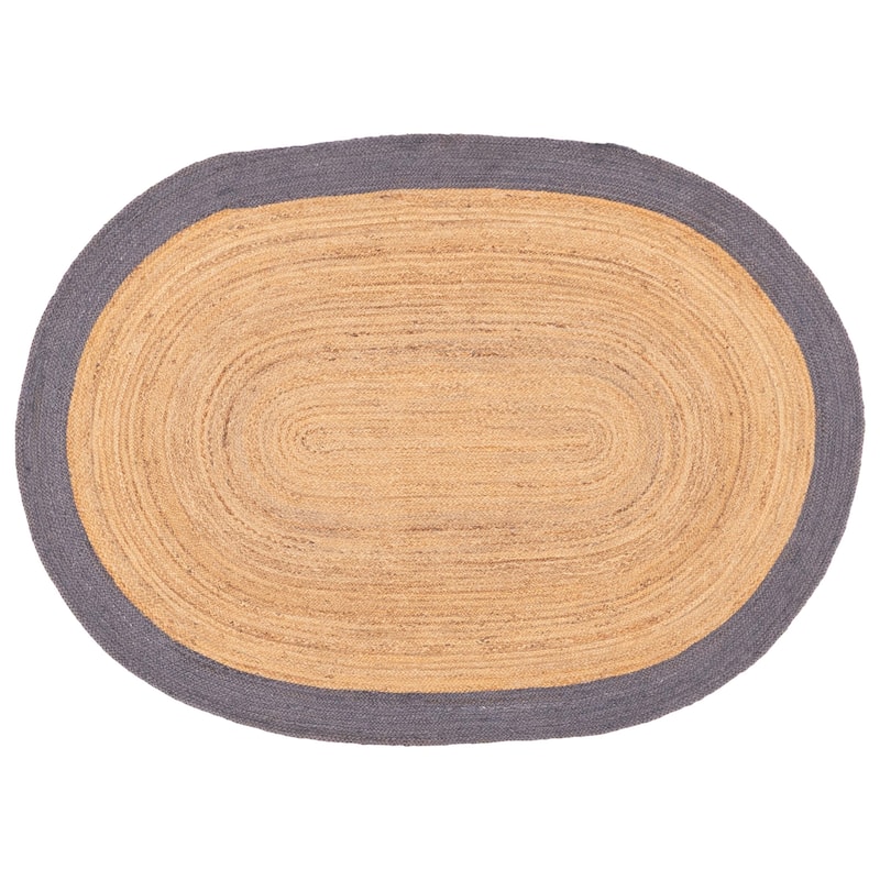 ECARPETGALLERY Braided Weave Palas Denizli Light Brown Jute Rug - 5'4 x 7'4