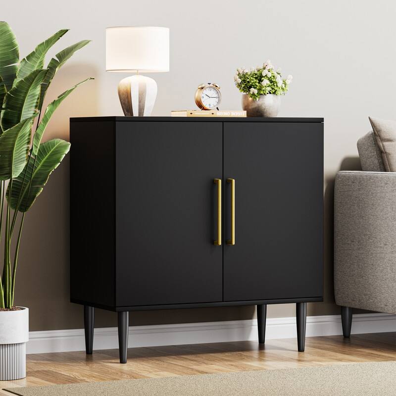 30'' Black Buffet Cabinet, Free Standing Sideboard With Storage - Black