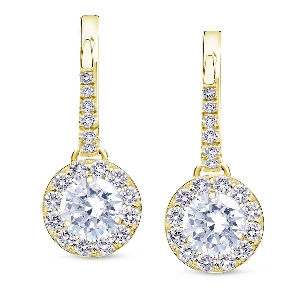 Auriya 1/2 to 2cttw Round Halo Diamond Dangle Earrings 14k Yellow Gold (H-I, SI1-SI2)