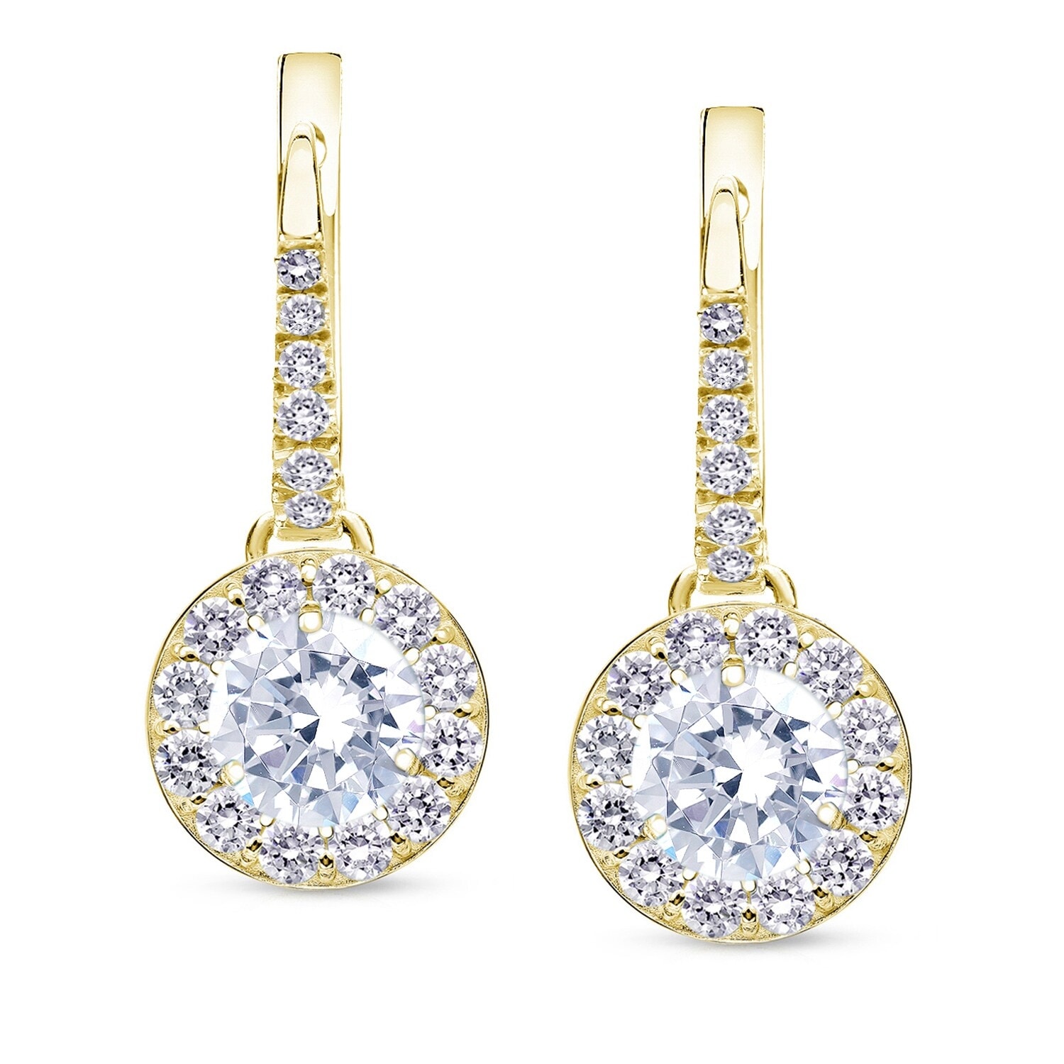 Auriya 1/2 to 2cttw Round Halo Diamond Dangle Earrings 14k Yellow Gold (H-I, SI1-SI2)