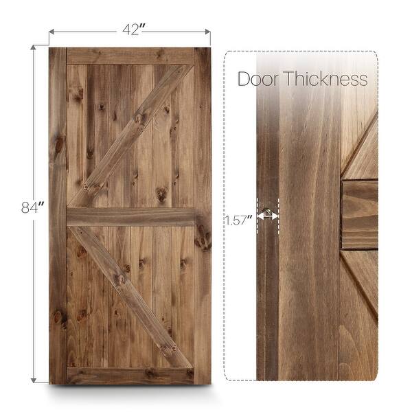 Shop Belleze 42 X84 Arrow Single Door Sliding Barn Door Natural Pine Brown Standard Overstock 29556608