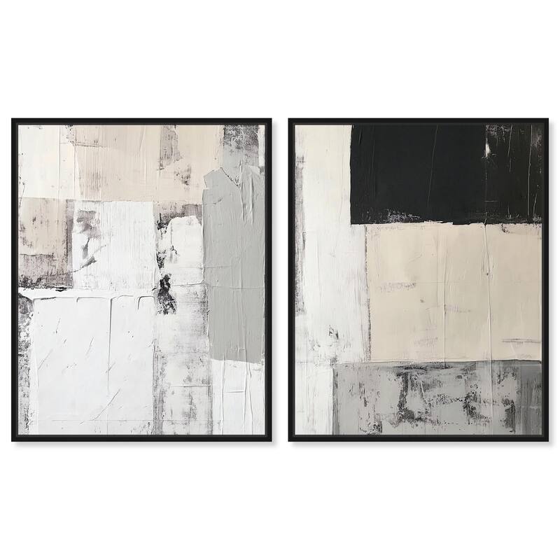 Chalk and Charcoal Canvas Set of 2 by Art Remedy - 20" x 24" - Black