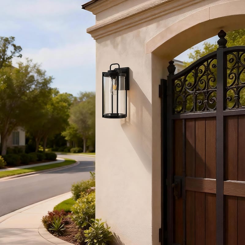 Matte Black Farmhouse Outdoor Wall Lantern Sconce - 3 Variants (11in 1-Light/14in 1-Light/17in 3-Light), Clear Glass, Wet Rated