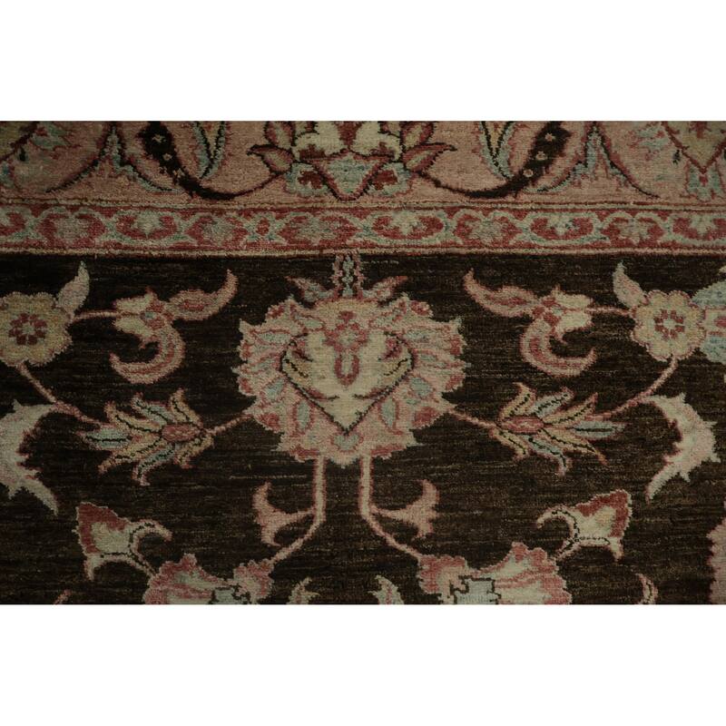 Hand Knotted Oriental 100% Wool Carpet Traditional All-Over Brown Peshawar Area Rug - 8' 7'' X 7' 0''