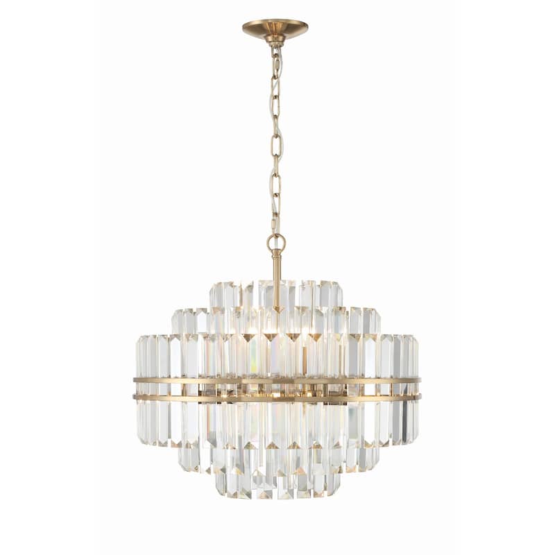 Hayes 12 Light Aged Brass Chandelier - 22"W x 20.5"H x 22"D