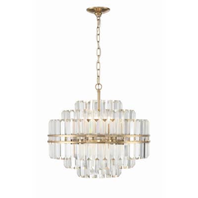 Hayes 12 Light Aged Brass Chandelier - 22"W x 20.5"H x 22"D