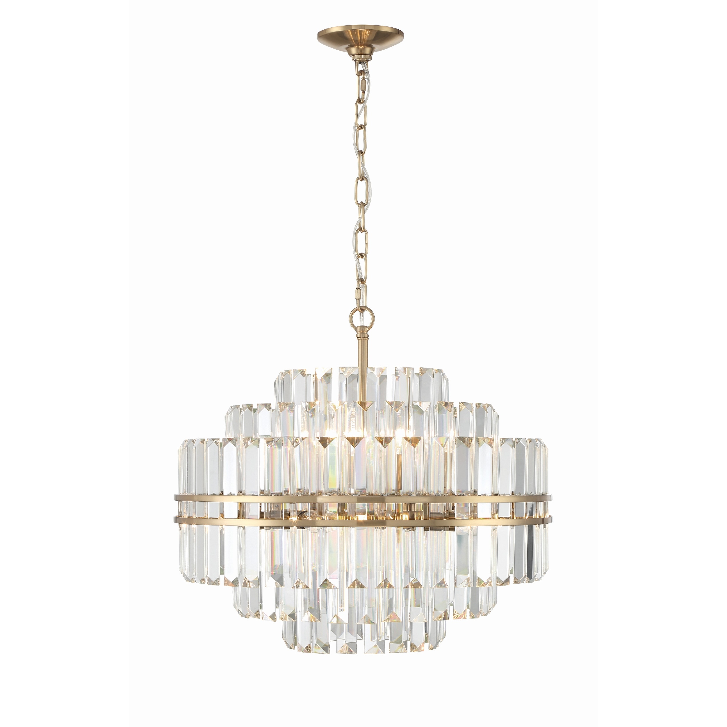 Hayes 12 Light Aged Brass Chandelier - 22"W x 20.5"H x 22"D