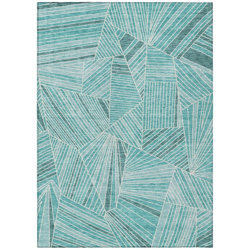 Machine Washable Indoor/ Outdoor Chantille Modern Mosaic Rug