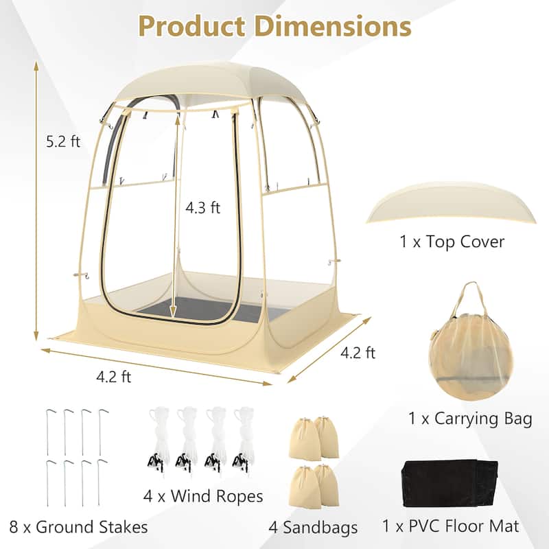 Gymax 4.2 x 4.2 FT Instant Pop up Tent Weatherproof Shelter Sports