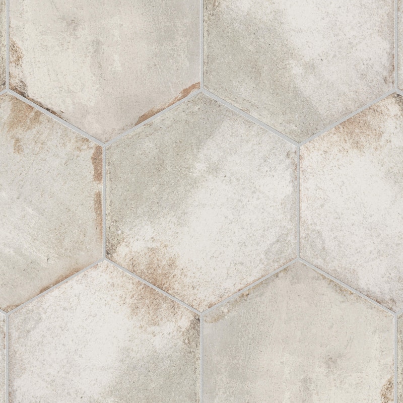 Merola Tile D'Anticatto Hex Bianco 11" x 12-3/4" Porcelain Floor and Wall Tile