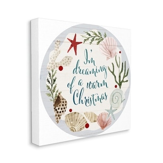 Stupell Dreaming of Warm Christmas Nautical Beach Holiday Phrase Canvas ...