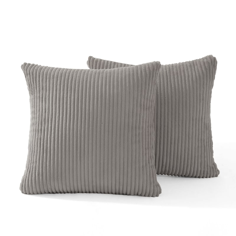 Set of 2 Modern Square Corduroy Accent Throw Pillow - 16.8"×16.8" - Light Grey