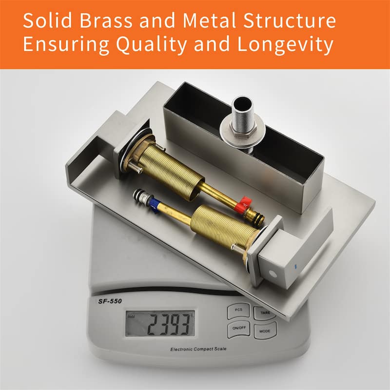 Waterfall Tub Faucet Deck Mount Brass 3 Holes Bathtub Faucet Modern Double Handle Roman Tub Filler