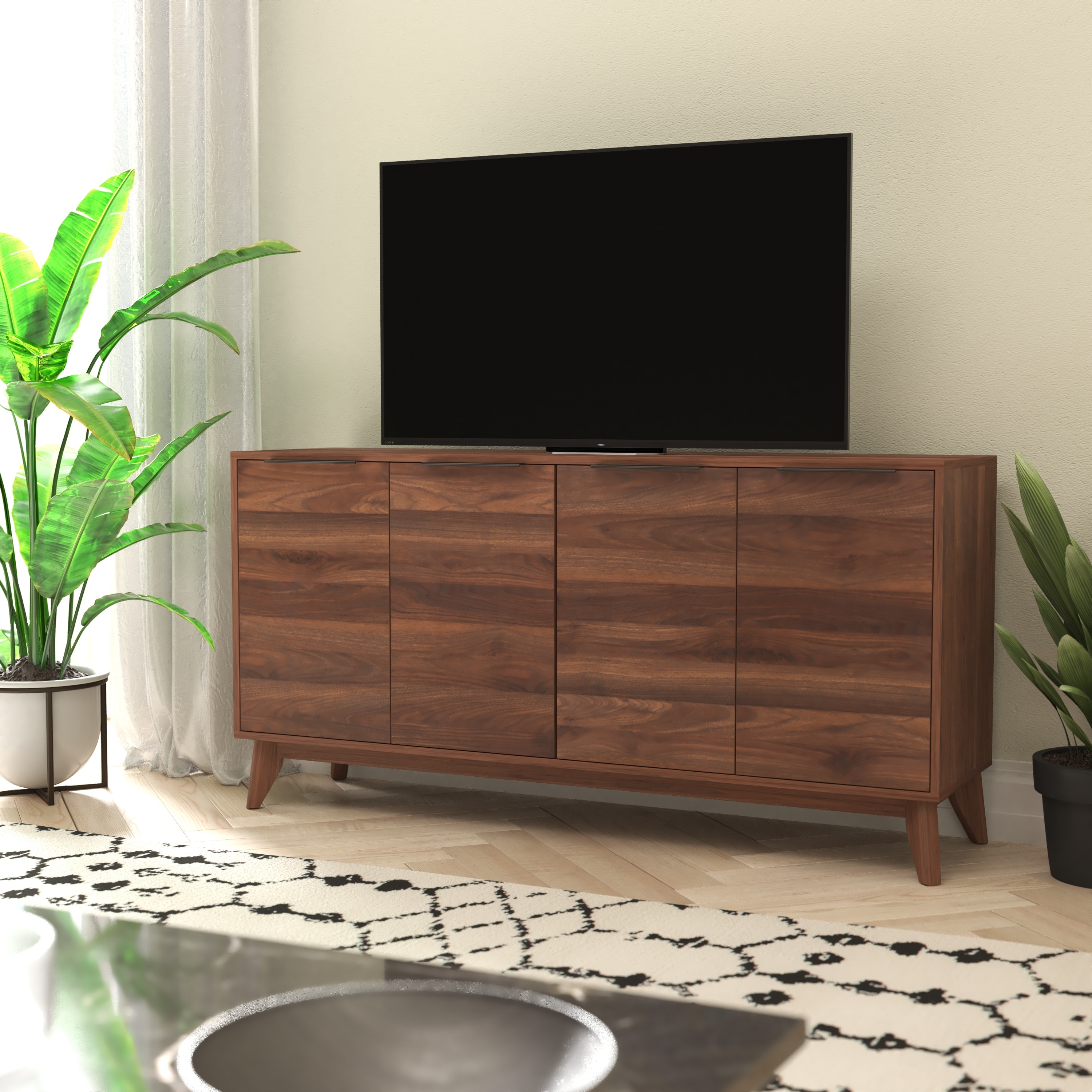 60" Buffet Cabinet with 4 Soft Close Doors and Adjustable Shelves - 15.75"D x 59.25"W x 29.75"H