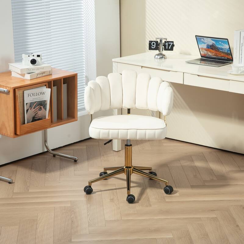 Modern Height Adjustable Swivel Office Chair - Beige