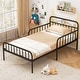 preview thumbnail 21 of 25, Twin Size Bed Frame with Headboard and Safety Side Guardrails-Black