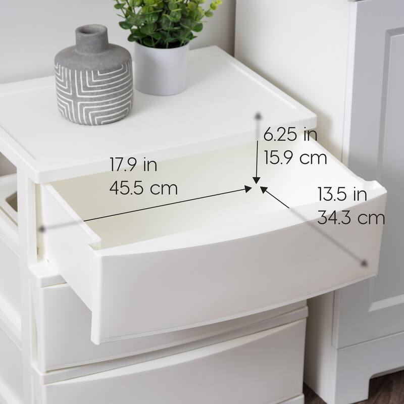 IRIS USA® Nesting Stacking Wide Chest 29.5 Qt - White - Set of 2