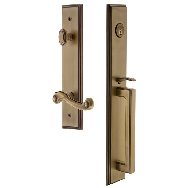 Grandeur Carre Solid Brass Rose Left Handed Keyed Entry Single - Vintage Brass