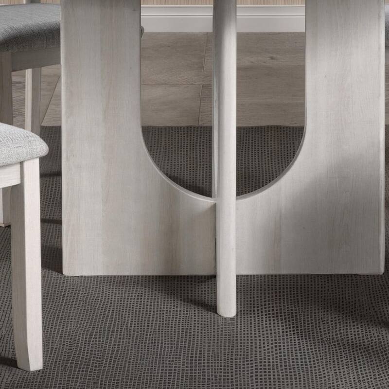 Classic Round Dining Table 1pc Dining Room Furniture Gray Two-Tone Finish U-shaped Pedestal Base Table